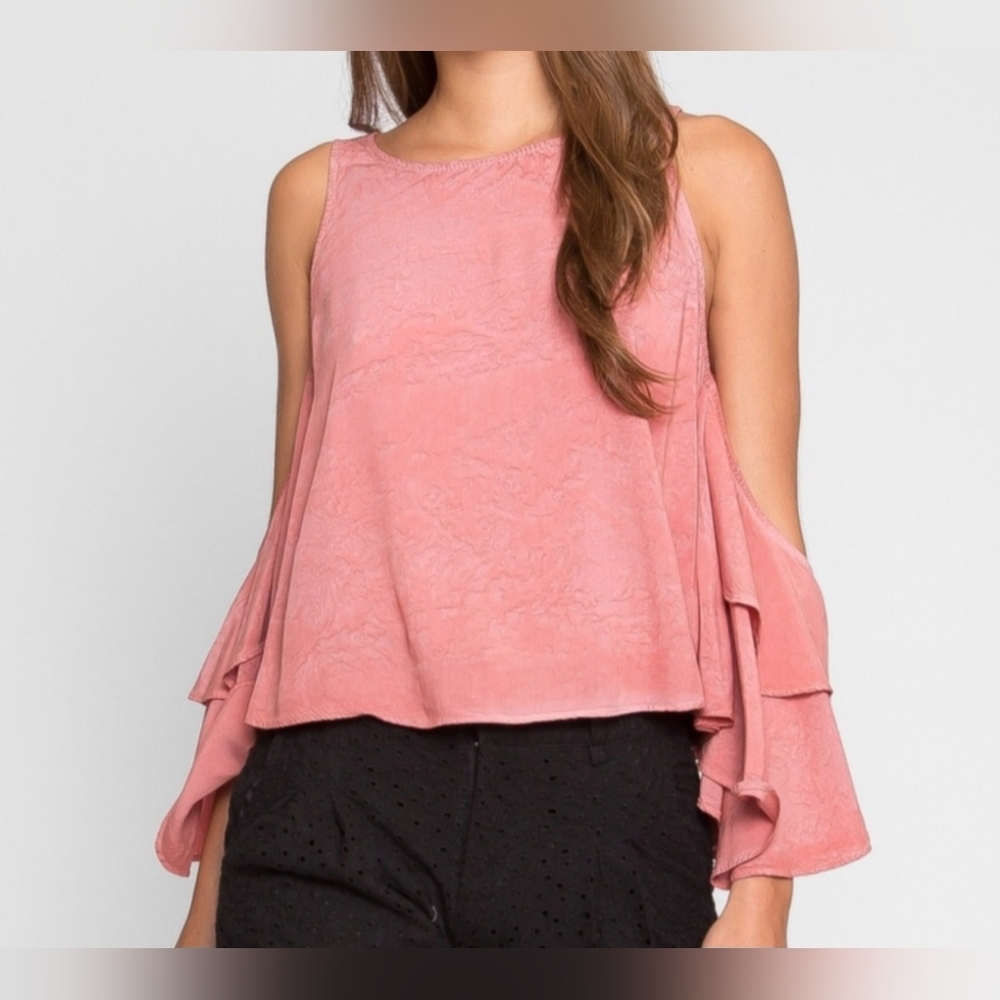 Coral Wet Seal Womens Cold‎ Shoulder Canyon Sky Top in Large